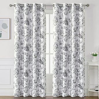 Floral Blackout Curtains 2 Panels, Thermal Insulated, Room Darkening Drapes