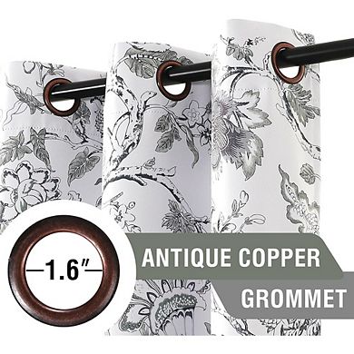 Floral Blackout Curtains 2 Panels, Thermal Insulated, Room Darkening Drapes