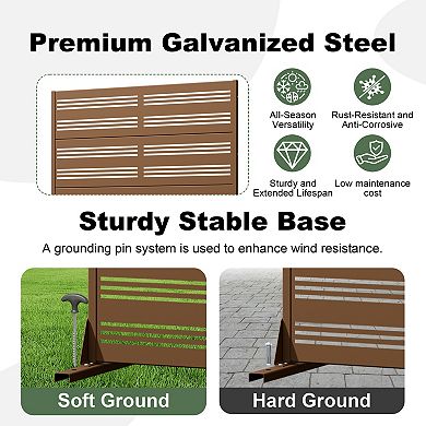 6 x 4 ft Outdoor Screen Enclosures Brown Brick Pattern Rectangular Galvanized Steel Panels