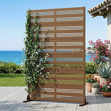 6 x 4 ft Outdoor Screen Enclosures Brown Brick Pattern Rectangular Galvanized Steel Panels