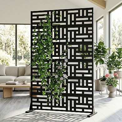 6 x 4 ft Outdoor Screen Enclosures White Interlocking Grid Rectangular Galvanized Steel Panels