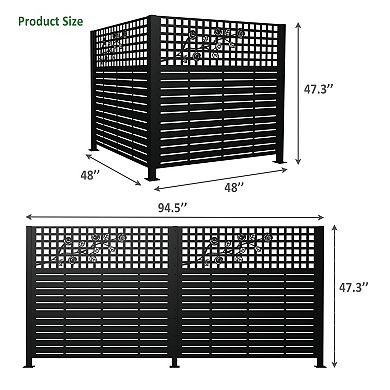 TOEMOA 2-Panel Outdoor Metal Privacy Screen Multi-Purpose Enclosure Fencing