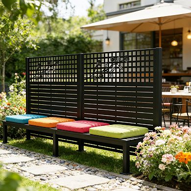 TOEMOA 2-Panel Outdoor Metal Privacy Screen Multi-Purpose Enclosure Fencing
