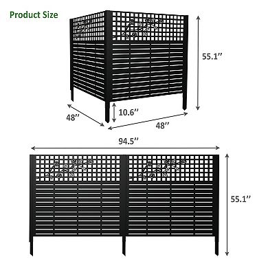 TOEMOA 2-Panel Outdoor Metal Privacy Screen Multi-Purpose Enclosure Fencing