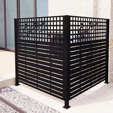 TOEMOA 2-Panel Outdoor Metal Privacy Screen Multi-Purpose Enclosure Fencing