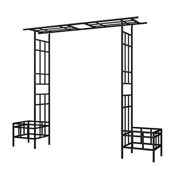 Loheer Adjustable Metal Garden Arch for Climbing Plants Outdoor Rose Arbor Black