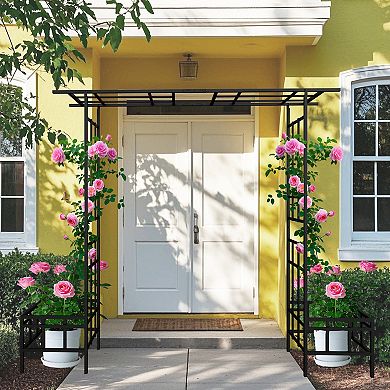 Loheer Adjustable Metal Garden Arch for Climbing Plants Outdoor Rose Arbor Black