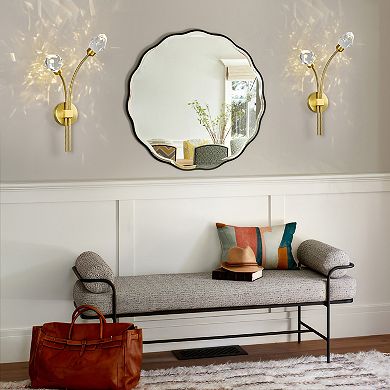 ZLAIQB 2-Light 2Pack Gold Luxury Crystal Bedroom Wall Sconce
