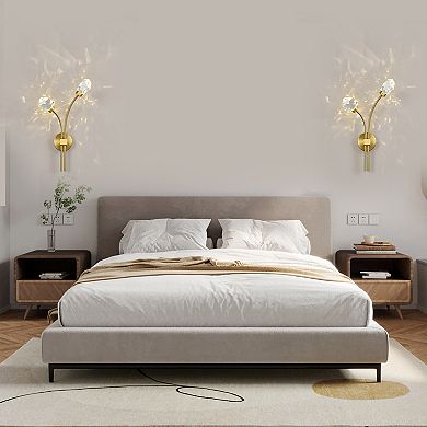 ZLAIQB 2-Light 2Pack Gold Luxury Crystal Bedroom Wall Sconce