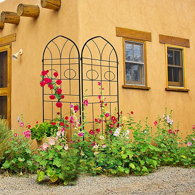 Loheer 2 Pack Metal Garden Trellis for Climbing Plants Outdoor Flower Support