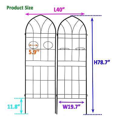 Loheer 2 Pack Metal Garden Trellis for Climbing Plants Outdoor Flower Support