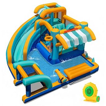 Ice Cream Bounce House With Water Slide, Splash Pool and Hoop