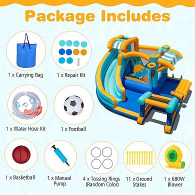 Ice Cream Bounce House With Water Slide, Splash Pool and Hoop