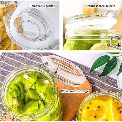 Airtight Glass Food Storage Jars with Clamp Lids, Square Canister Set