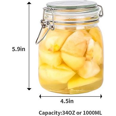 Airtight Glass Food Storage Jars with Clamp Lids, Square Canister Set