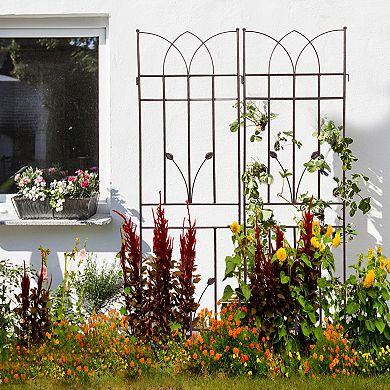 Loheer 4 Pack Metal Garden Trellis for Climbing Plants Outdoor Flower Support
