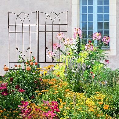 Loheer 4 Pack Metal Garden Trellis for Climbing Plants Outdoor Flower Support