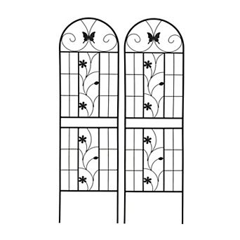 Loheer 2 Pack Metal Garden Trellis for Climbing Plants Outdoor Flower Support