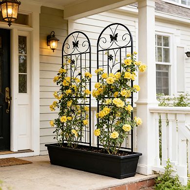 Loheer 2 Pack Metal Garden Trellis for Climbing Plants Outdoor Flower Support