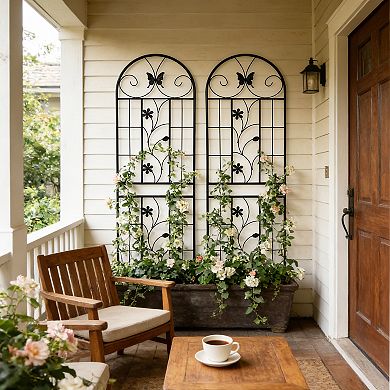 Loheer 2 Pack Metal Garden Trellis for Climbing Plants Outdoor Flower Support