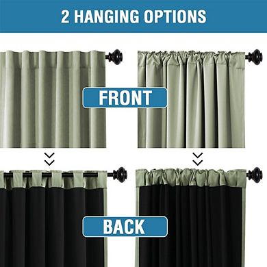 Blackout Curtains with Liner, Thermal Insulated Rod Pocket & Back Tab Panels
