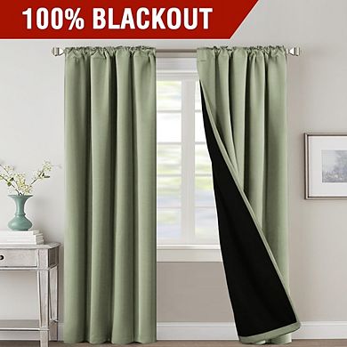 Blackout Curtains with Liner, Thermal Insulated Rod Pocket & Back Tab Panels