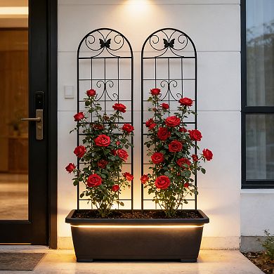 Loheer 2 Pack Metal Garden Trellis for Climbing Plants Outdoor Rustproof Flower Support