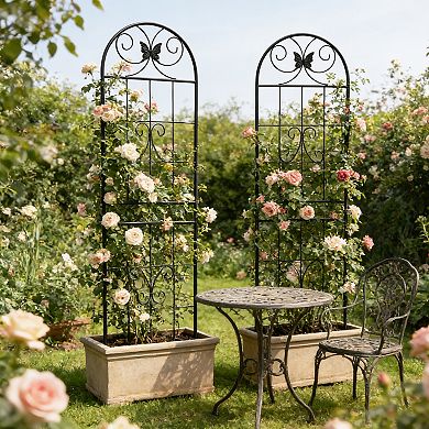Loheer 2 Pack Metal Garden Trellis for Climbing Plants Outdoor Rustproof Flower Support