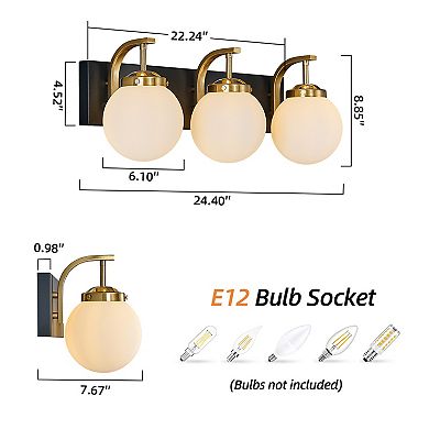 ZLAIQB 3-Light Modern Glass Globe Lampshade Living Room Wall Sconce