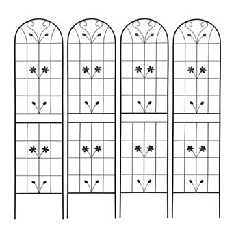 Loheer 4 Pack Metal Garden Trellis for Climbing Plants Outdoor Flower Support