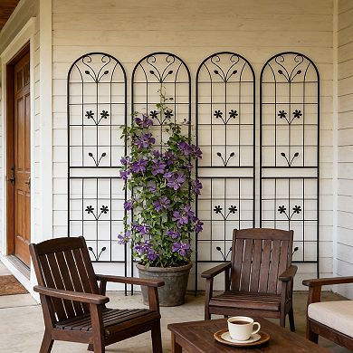Loheer 4 Pack Metal Garden Trellis for Climbing Plants Outdoor Flower Support