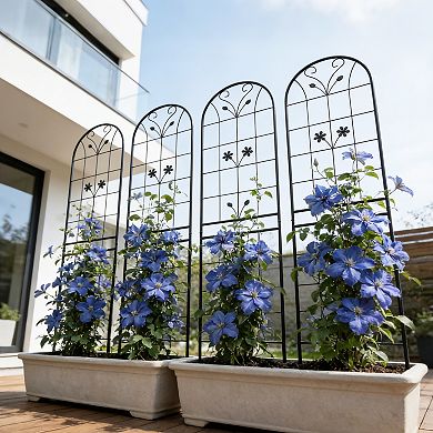 Loheer 4 Pack Metal Garden Trellis for Climbing Plants Outdoor Flower Support