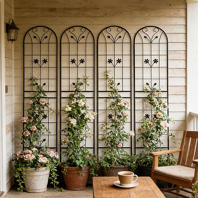 Loheer 4 Pack Metal Garden Trellis for Climbing Plants Outdoor Flower Support