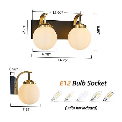 ZLAIQB 2-Light Modern Glass Globe Lampshade Living Room Wall Sconce