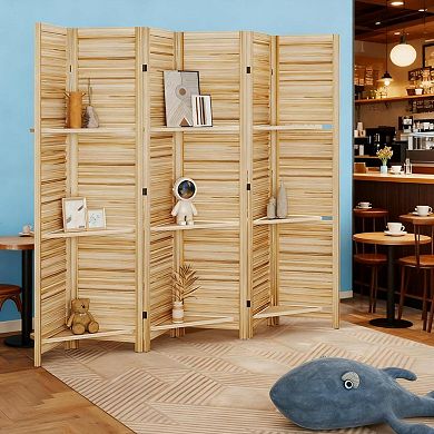 TOEMOA Portable 6 Panel Folding Room Divider Privacy Screen for Home Office Spaces