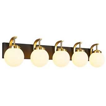 5-Light Modern Vanity Wall Lamp with Glass Globe Shade for Multi-space Indoor Lighting