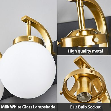 5-Light Modern Vanity Wall Lamp with Glass Globe Shade for Multi-space Indoor Lighting