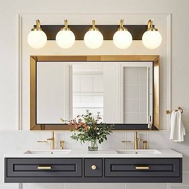 5-Light Modern Vanity Wall Lamp with Glass Globe Shade for Multi-space Indoor Lighting