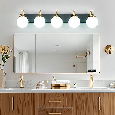 5-Light Modern Vanity Wall Lamp with Glass Globe Shade for Multi-space Indoor Lighting