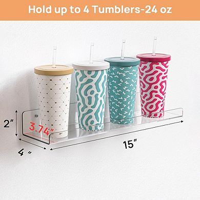 4-Pack Acrylic Floating Wall Shelves, Bathroom & Vanity Storage, Clear