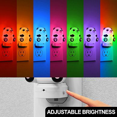 Panda Plug-in Night Light, Light Sensor, Touch RGB Gradient, 3000K Warm White, US Plug, 1 Pack