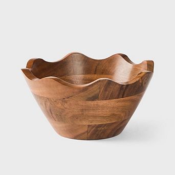 Scalloped Serving Bowl Acacia Wood