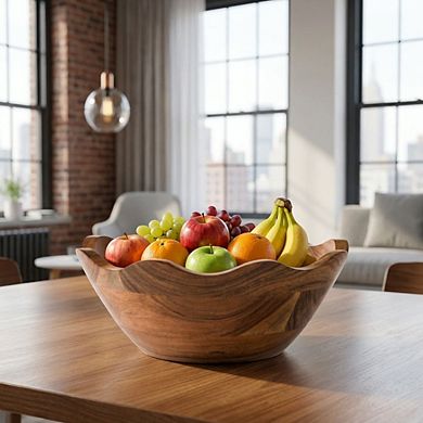 Scalloped Serving Bowl Acacia Wood