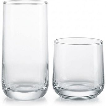 Ascent Glass Tumbler & Rocks Glasses Set of 16, Versatile Drinkware
