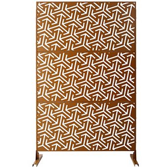TOEMOA Freestanding Metal Privacy Screen Indoor Outdoor Decorative Divider for Patio Balcony Garden