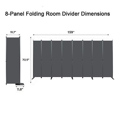 TOEMOA 8-Panel Folding Freestanding Privacy Screen Room Divider for Home Office Use