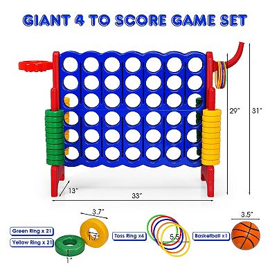 3-in-1 4-to-Score Yard Game With Basketball and Ring Toss