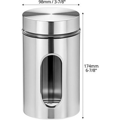 Airtight Stainless Steel and Glass Kitchen Canister Set, 3 Pack