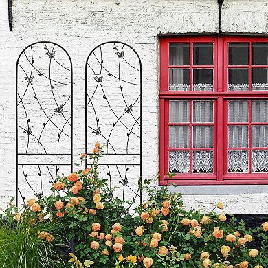 Loheer 2 Pack Metal Garden Trellis for Climbing Plants with Butterfly Decor