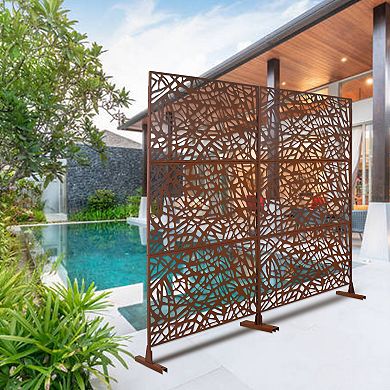 TOEMOA Freestanding Metal Privacy Screen for Indoor and Outdoor Use